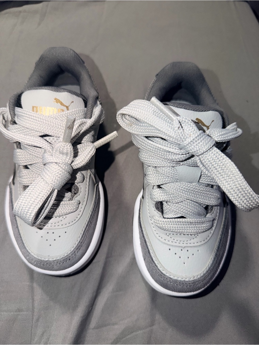 PUMA Smash 3.0 Little Kids Sneakers White Gray Black Size 12C Casual Shoes